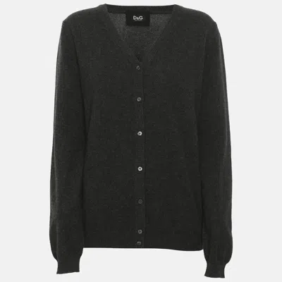 Pre-owned D & G Dark Grey Cashmere Cardigan M In Gray