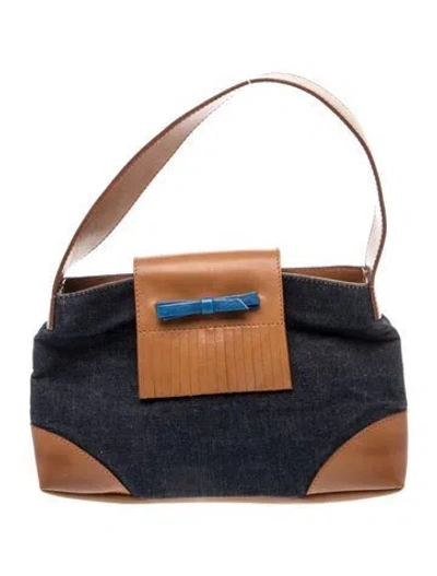 Pre-owned D&g Denim Shoulder Bag In Blue/brown