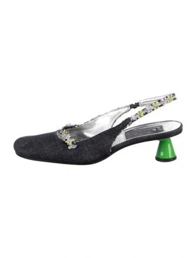 Pre-owned D&g Denim Slingback Pumps In Blue