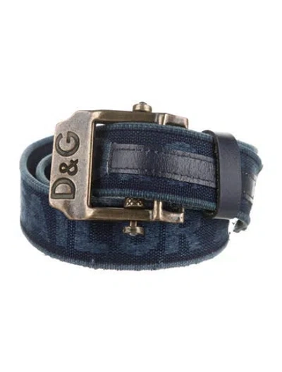 Pre-owned D&g Denim Waist Belt In Blue