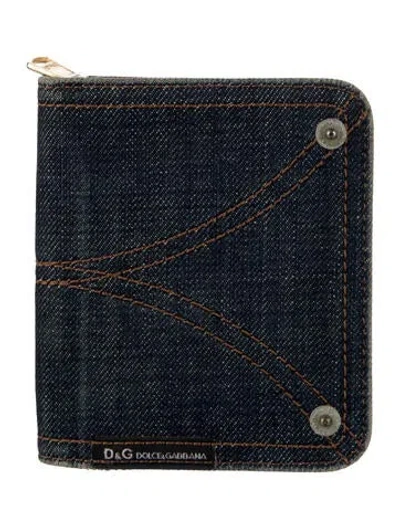 Pre-owned D&g Denim Wallet In Blue