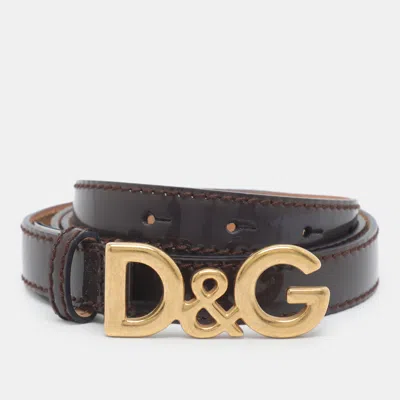 Pre-owned D & G Dg Logo 34 Buckle Belt Burgundy