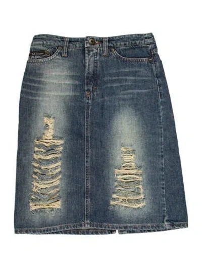 Pre-owned D&g Distressed Accents Knee-length Skirt In Blue