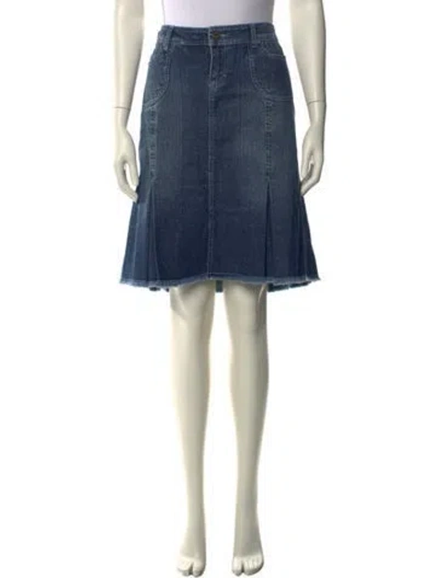 Pre-owned D&g Distressed Accents Knee-length Skirt In Blue