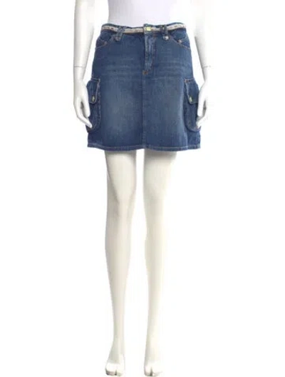Pre-owned D&g Distressed Accents Mini Skirt In Blue