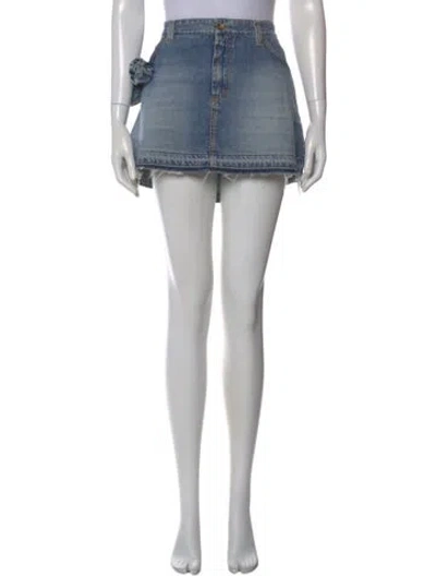 Pre-owned D&g Distressed Accents Mini Skirt In Blue