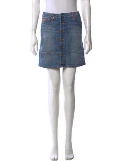 Pre-owned D&g Distressed Accents Mini Skirt In Blue