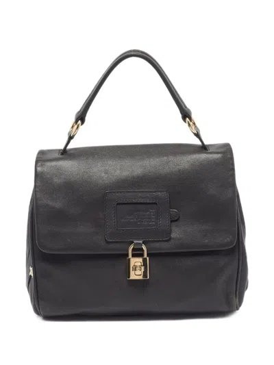 Pre-owned D&g Dory Leather Top Tote Bag In Black