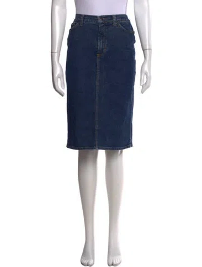 Pre-owned D&g Embroidered Accent Knee-length Skirt In Blue