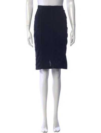 Pre-owned D&g Embroidered Accent Knee-length Skirt In Blue