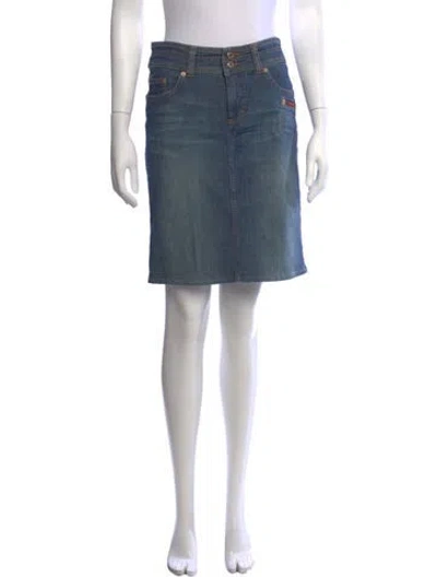 Pre-owned D&g Embroidered Accent Knee-length Skirt In Blue