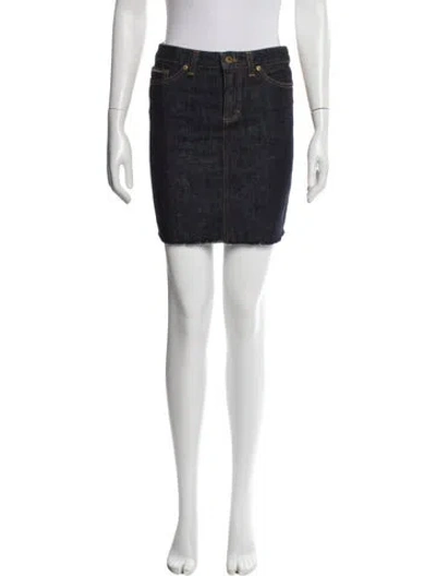 Pre-owned D&g Embroidered Accent Mini Skirt In Blue