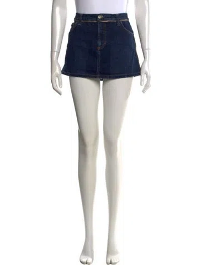 Pre-owned D&g Embroidered Accent Mini Skirt In Blue