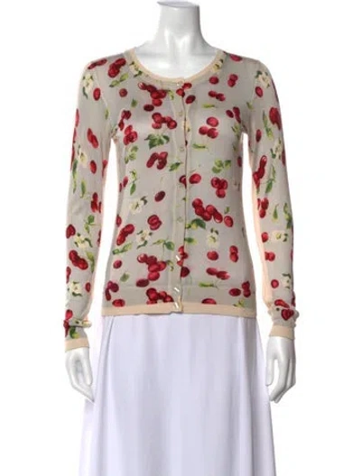 Pre-owned D&g Floral Print Crew Neck Sweater In Neutrals