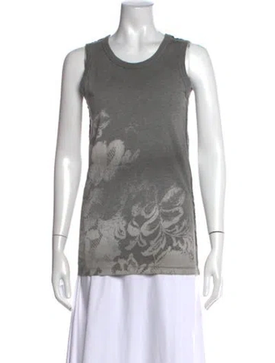 Pre-owned D&g Floral Print Crew Neck Top In Black