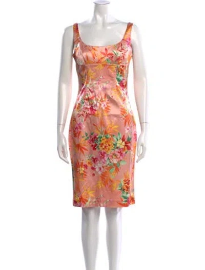 Pre-owned D&g Floral Print Knee-length Dress In Green/yellow