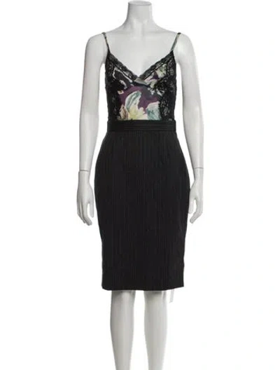 Pre-owned D&g Floral Print Knee-length Dress In Grey