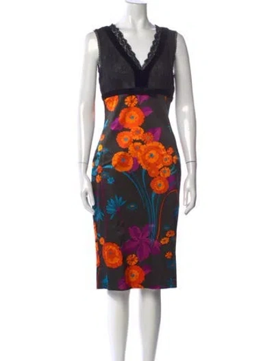 Pre-owned D&g Floral Print Knee-length Dress In Multi