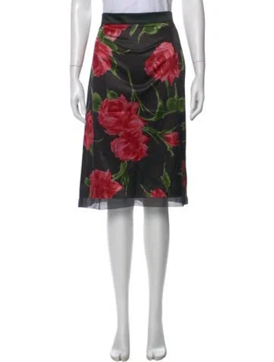 Pre-owned D&g Floral Print Knee-length Skirt In Black