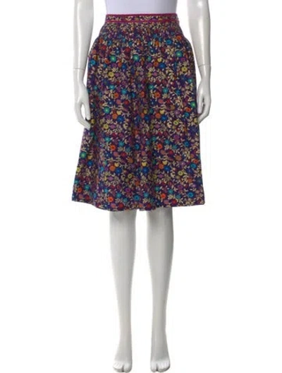 Pre-owned D&g Floral Print Knee-length Skirt W/ Tags In Black