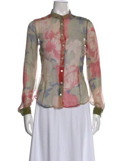 Pre-owned D&g Floral Print Long Sleeve Blouse