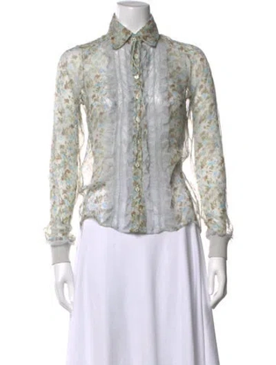 Pre-owned D&g Floral Print Long Sleeve Blouse In Multicolor