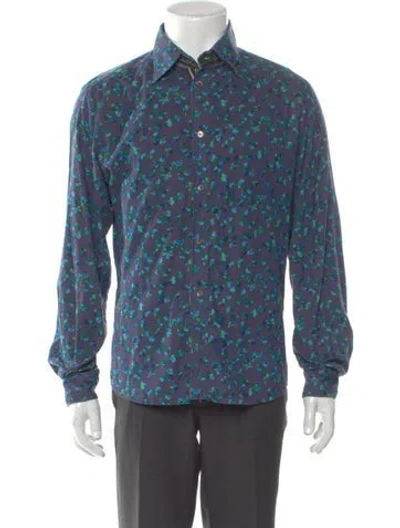 Pre-owned D&g Floral Print Long Sleeve Shirt In Blue
