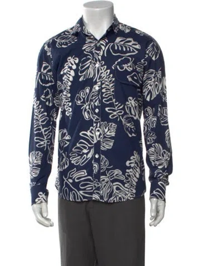 Pre-owned D&g Floral Print Long Sleeve Shirt In Blue