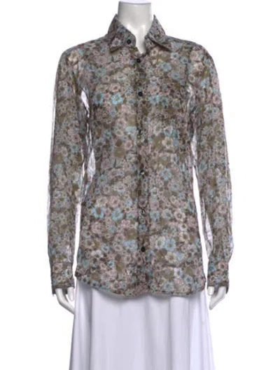 Pre-owned D&g Floral Print Long Sleeve Top In Multicolor