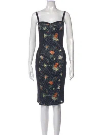 Pre-owned D&g Floral Print Mini Dress In Black