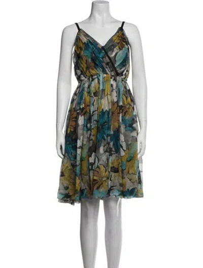 Pre-owned D&g Floral Print Mini Dress In Multicolor