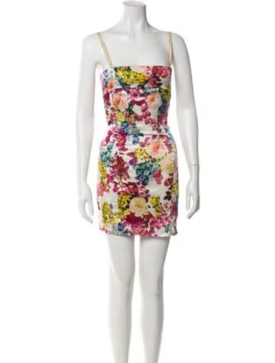 Pre-owned D&g Floral Print Mini Dress In Neutral
