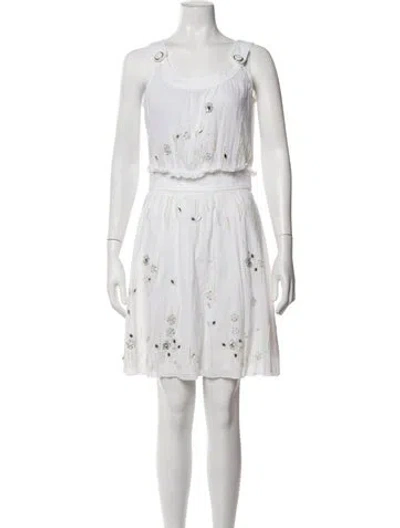 Pre-owned D&g Floral Print Mini Dress In Neutrals