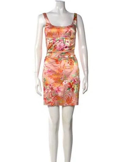 Pre-owned D&g Floral Print Mini Dress In Pink