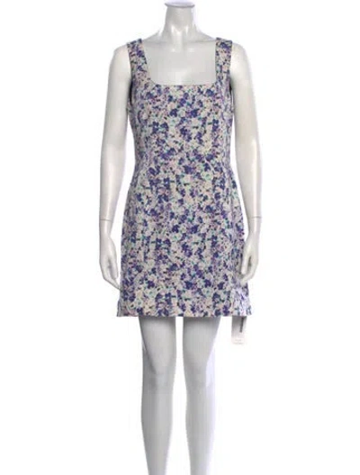 Pre-owned D&g Floral Print Mini Dress In Purple