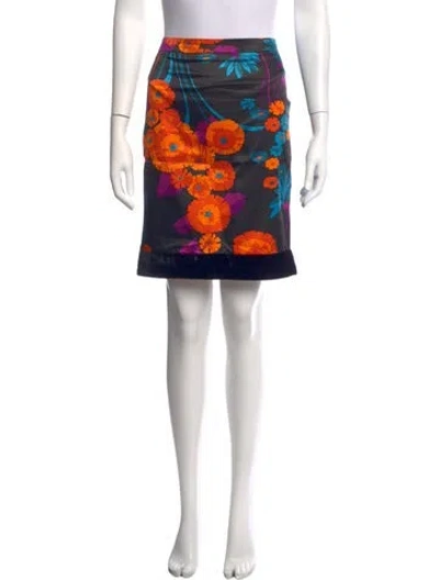 Pre-owned D&g Floral Print Mini Skirt In Black