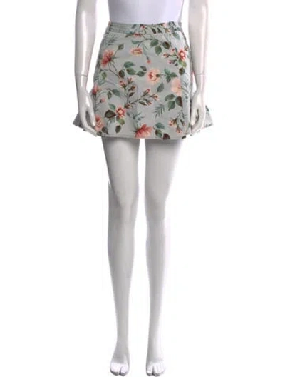 Pre-owned D&g Floral Print Mini Skirt In Blue