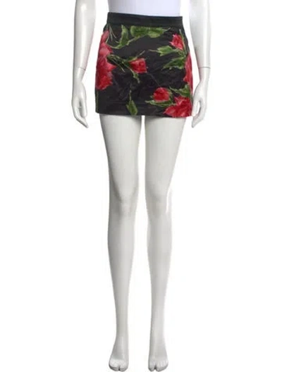 Pre-owned D&g Floral Print Mini Skirt In Grey