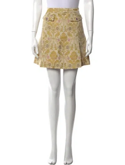 Pre-owned D&g Floral Print Mini Skirt In Neutrals/yellow