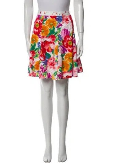 Pre-owned D&g Floral Print Mini Skirt In White