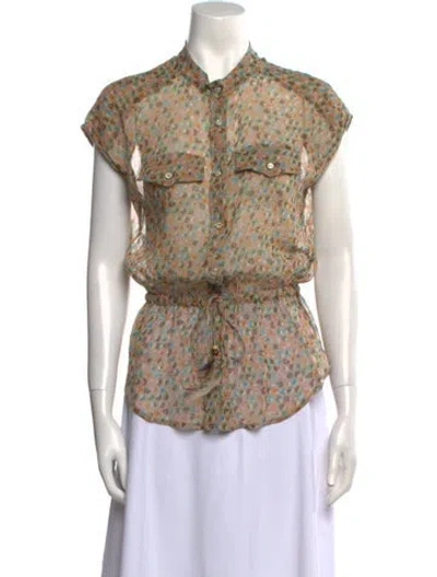 Pre-owned D&g Floral Print Mock Neck Top In Neutral