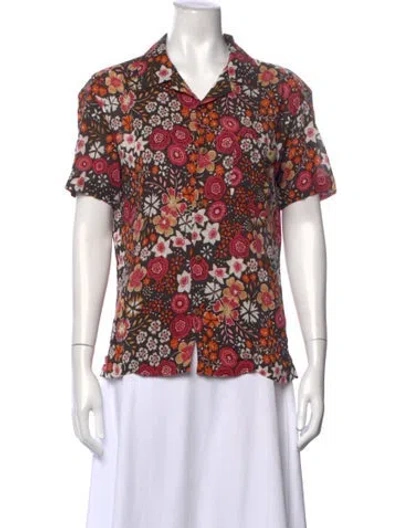Pre-owned D&g Floral Print Short Sleeve Top In Red
