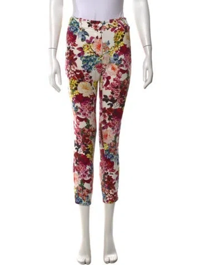 Pre-owned D&g Floral Print Straight Leg Pants In Multi