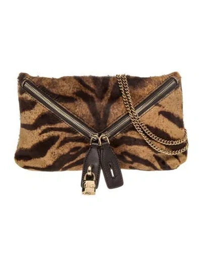 Pre-owned D&g Fur Shoulder Bag In Brown