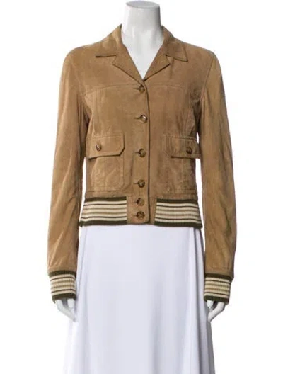 Pre-owned D&g Goat Leather Blazer In Neutral