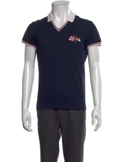 Pre-owned D&g Graphic Print Crew Neck Polo Shirt In Blue
