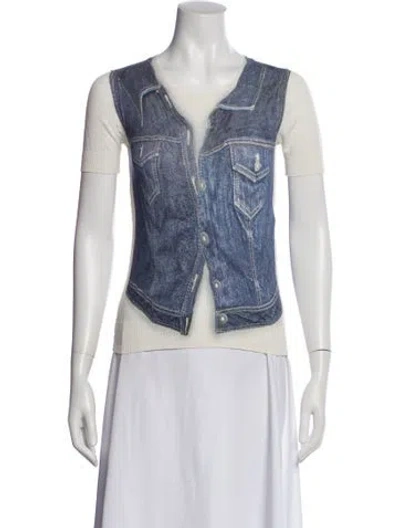 Pre-owned D&g Graphic Print Crew Neck Top In Blue