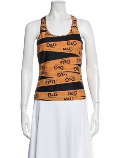 Pre-owned D&g Graphic Print Crew Neck Top In Multi