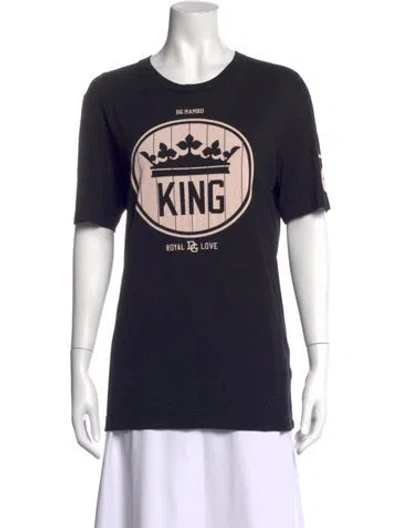 Pre-owned D&g Graphic Print Crew Neck T-shirt In Black
