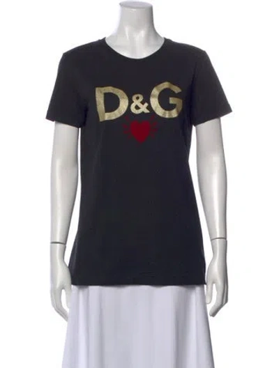 Pre-owned D&g Graphic Print Crew Neck T-shirt In Blue